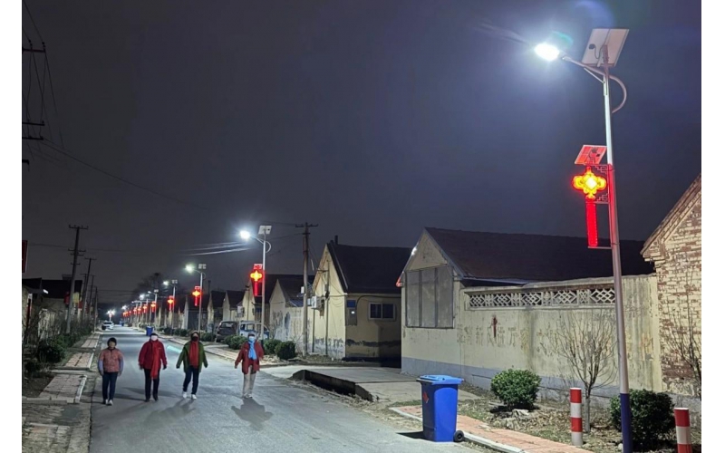 山东潍坊寒亭区高里街道西营村新路灯已“上岗”